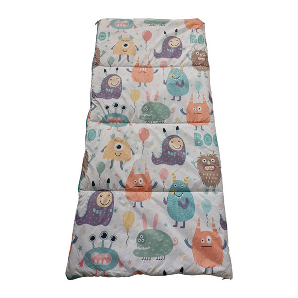 worm printing kids sleeping bag